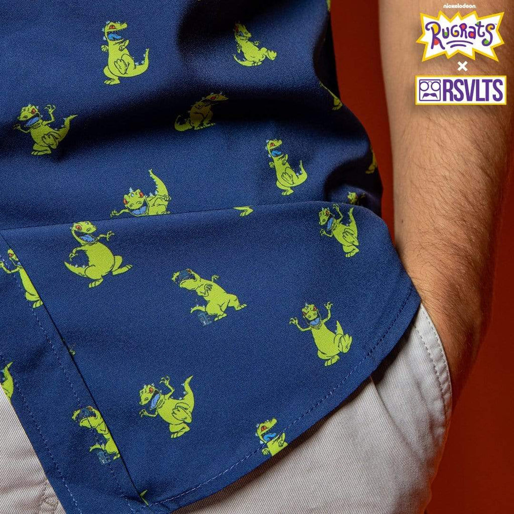 RSVLTS Reptar Rampage KUNUFLEX Short Sleeve Shirt in Blue — detail 6