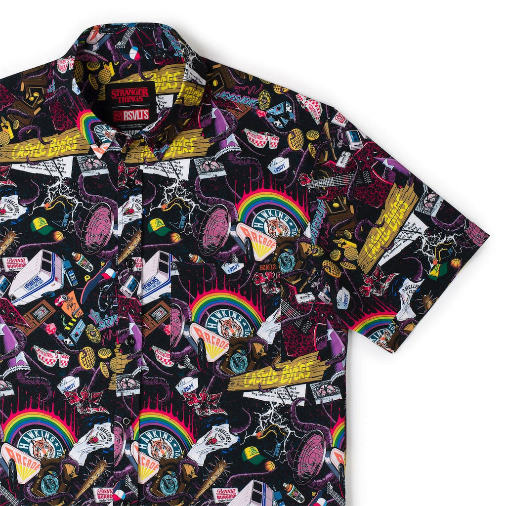 RSVLTS Dimensions Collide KUNUFLEX Short Sleeve Shirt in Black — front view