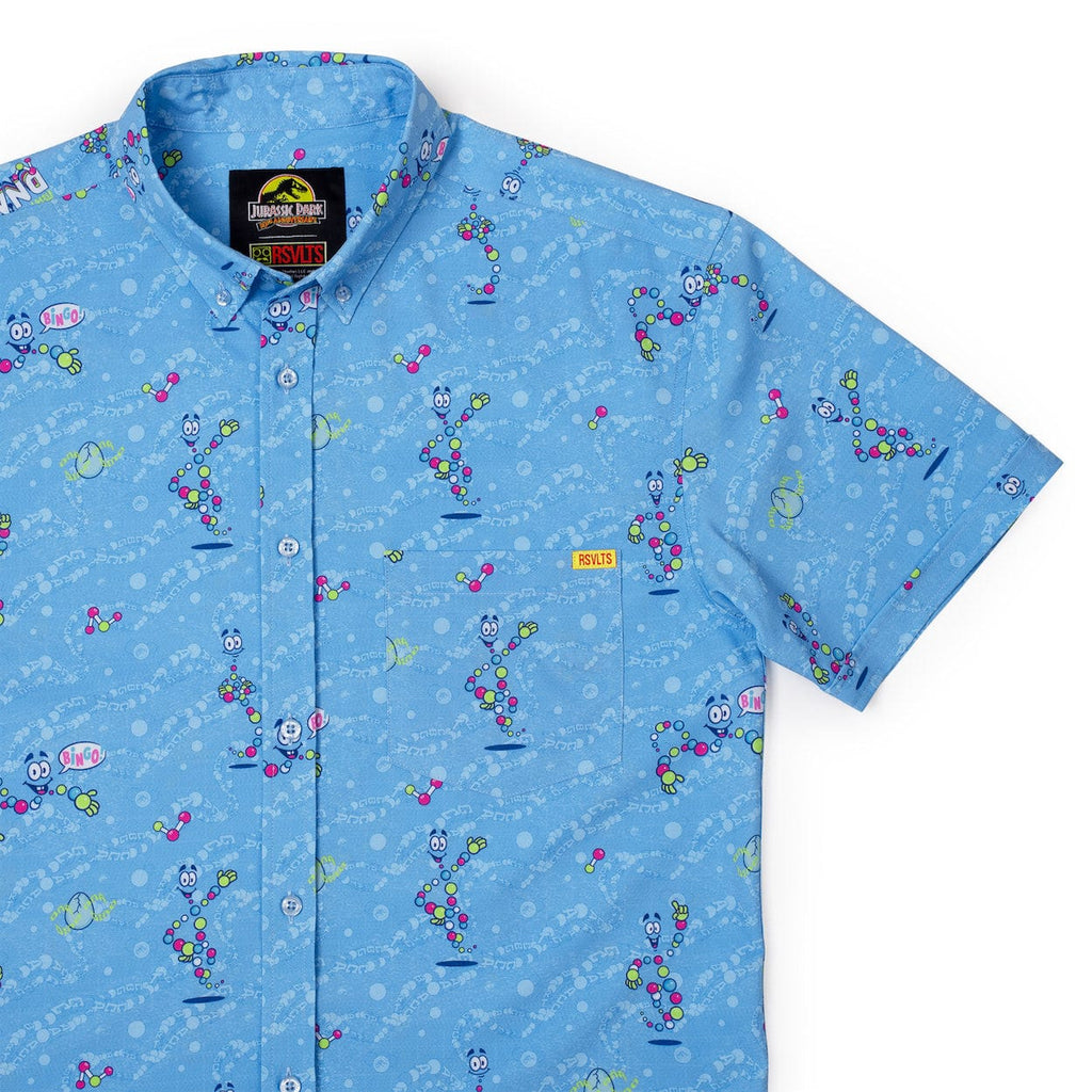 RSVLTS Mr. DNA KUNUFLEX Short Sleeve Shirt in Blue — front view