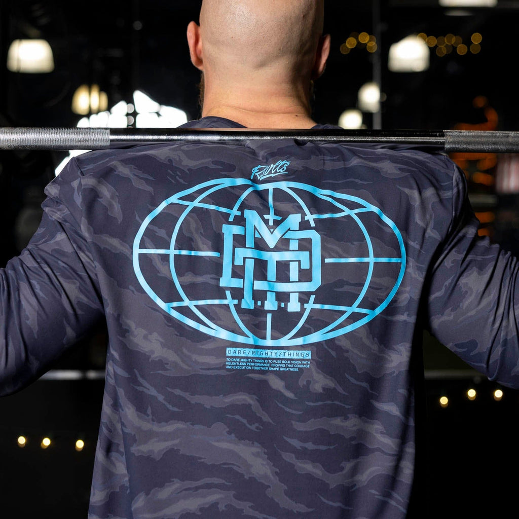 RSVLTS Dare Mighty Things Corp. Long Sleeve Performance Tee in Gray — detail 6