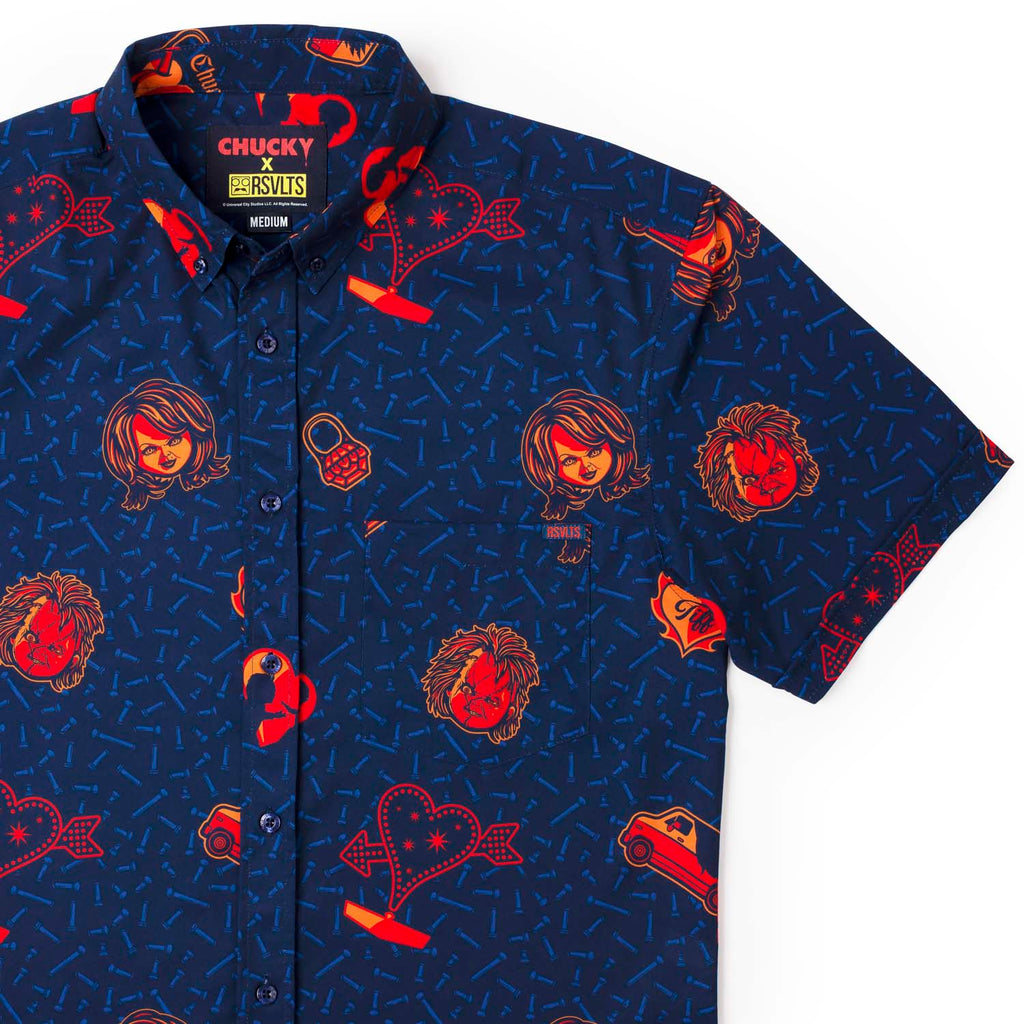 RSVLTS Love Hurts KUNUFLEX Short Sleeve Shirt in Blue — front view