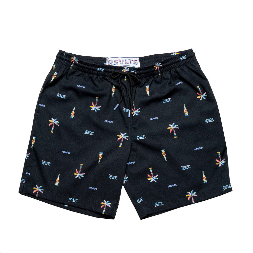 RSVLTS Cabana Nights Hybrid Shorts in Black — front view