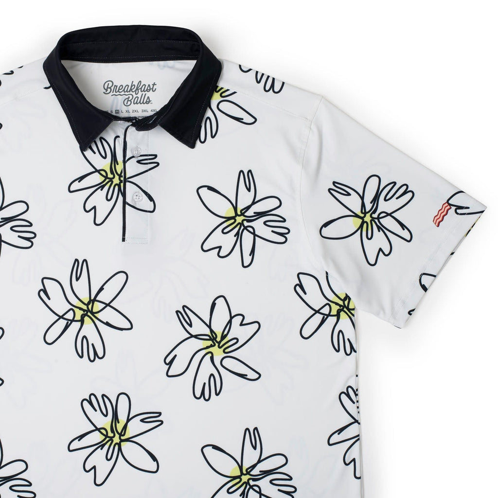 RSVLTS Flower Doodle All-Day Polo in Black — detail 4