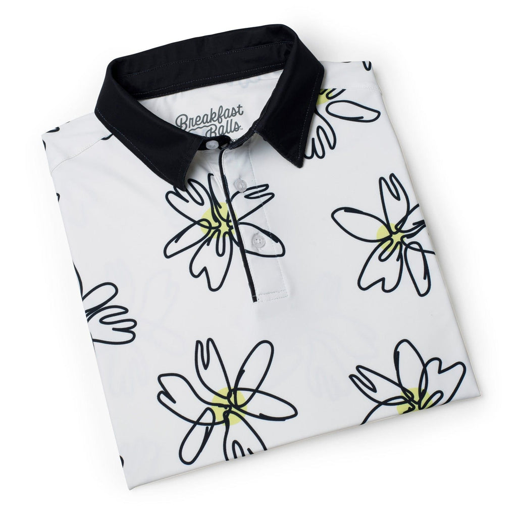 RSVLTS Flower Doodle All-Day Polo in Black — detail 8