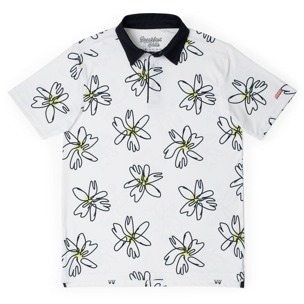RSVLTS Flower Doodle All-Day Polo in Black — detail 3