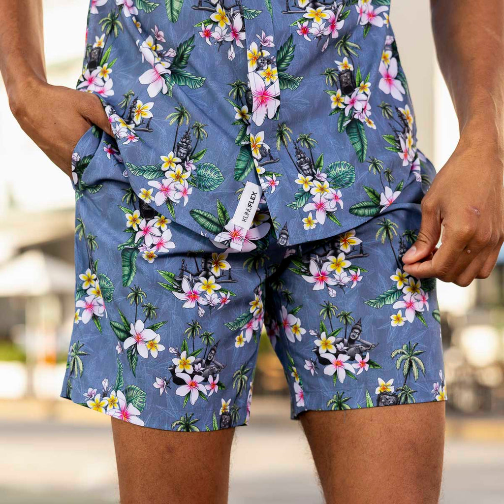 RSVLTS Wander Laos Hybrid Shorts in Gray — front view