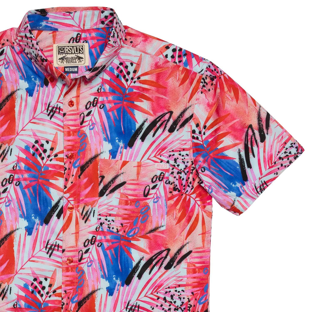 RSVLTS Berry Mystique KUNUFLEX Short Sleeve Shirt in Red — front view