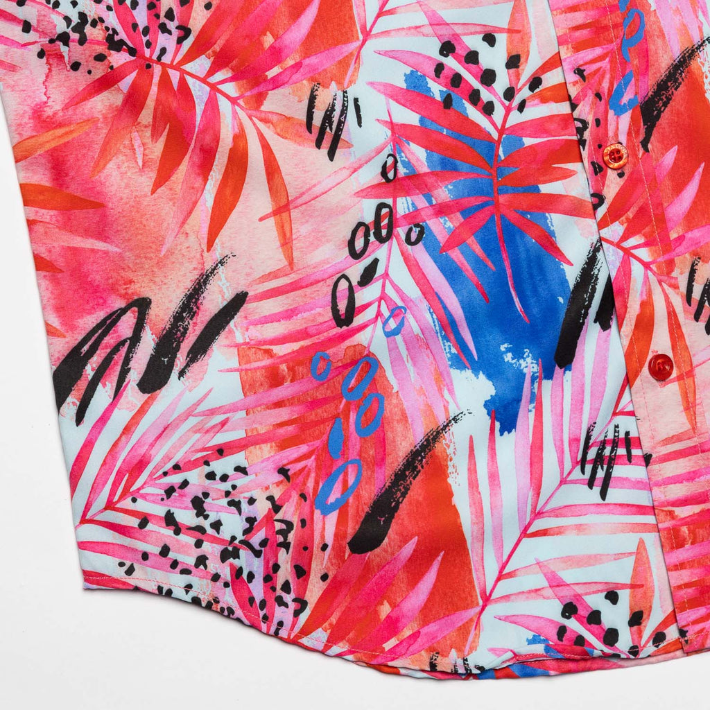 RSVLTS Berry Mystique KUNUFLEX Short Sleeve Shirt in Red — detail 4