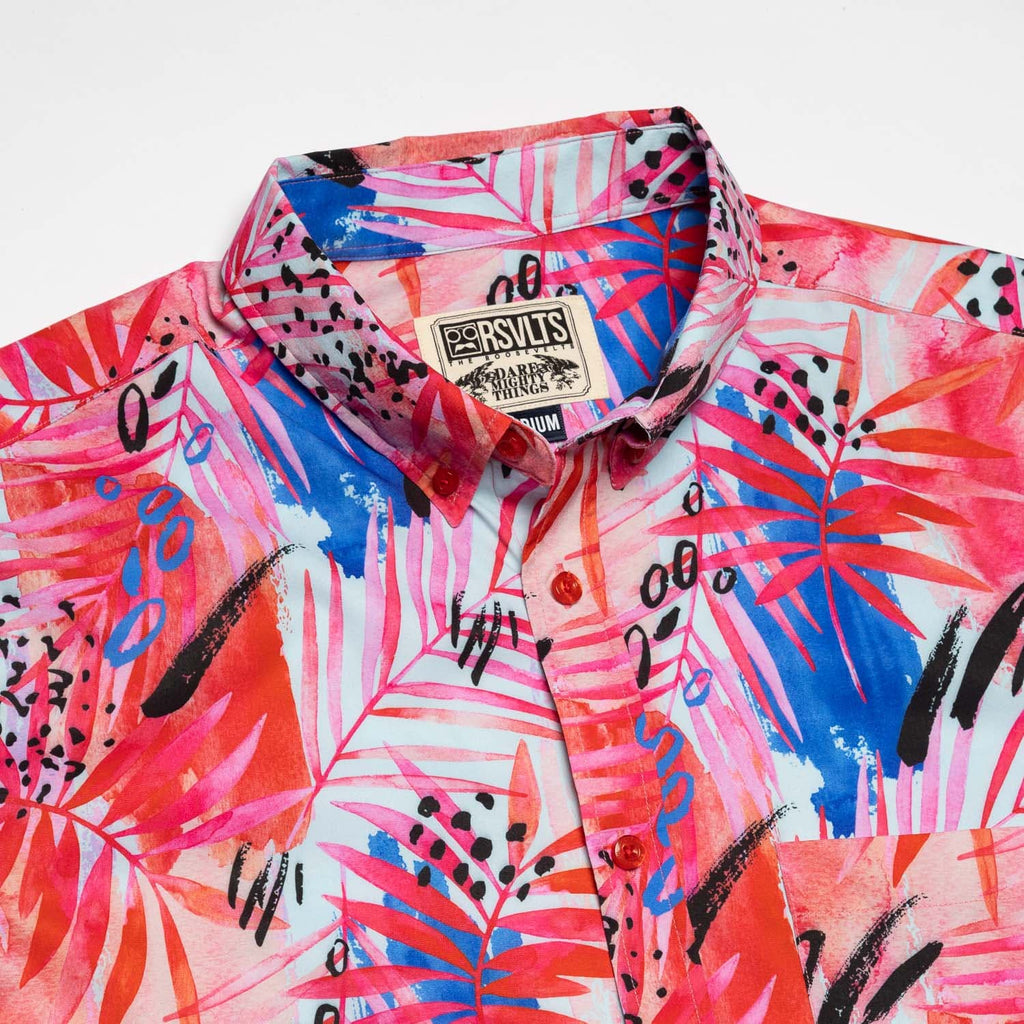 RSVLTS Berry Mystique KUNUFLEX Short Sleeve Shirt in Red — detail 7