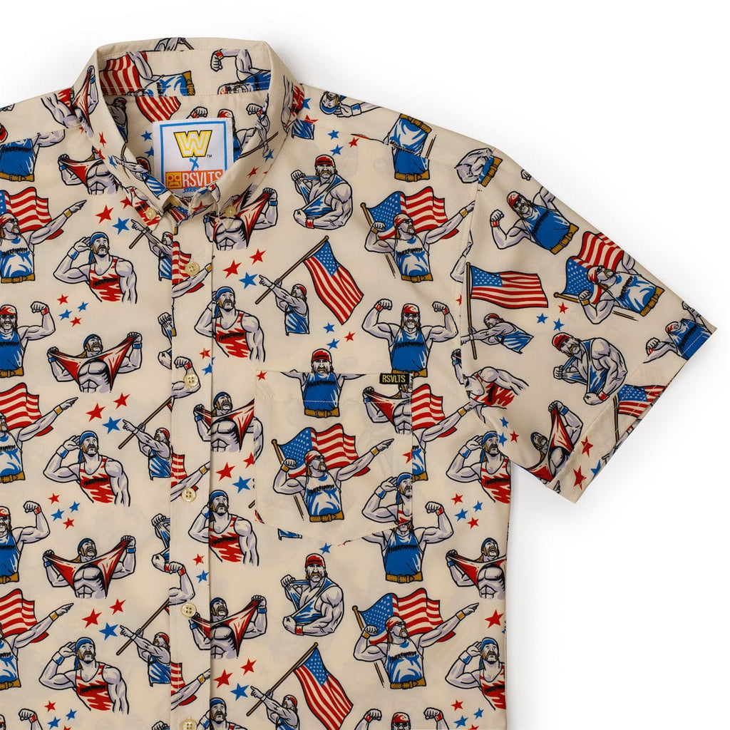 RSVLTS Real American KUNUFLEX Short Sleeve Shirt in White — front view