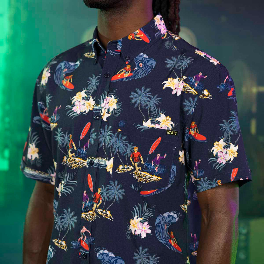 RSVLTS R.I.P. Tide KUNUFLEX Short Sleeve Shirt in Blue — detail 2
