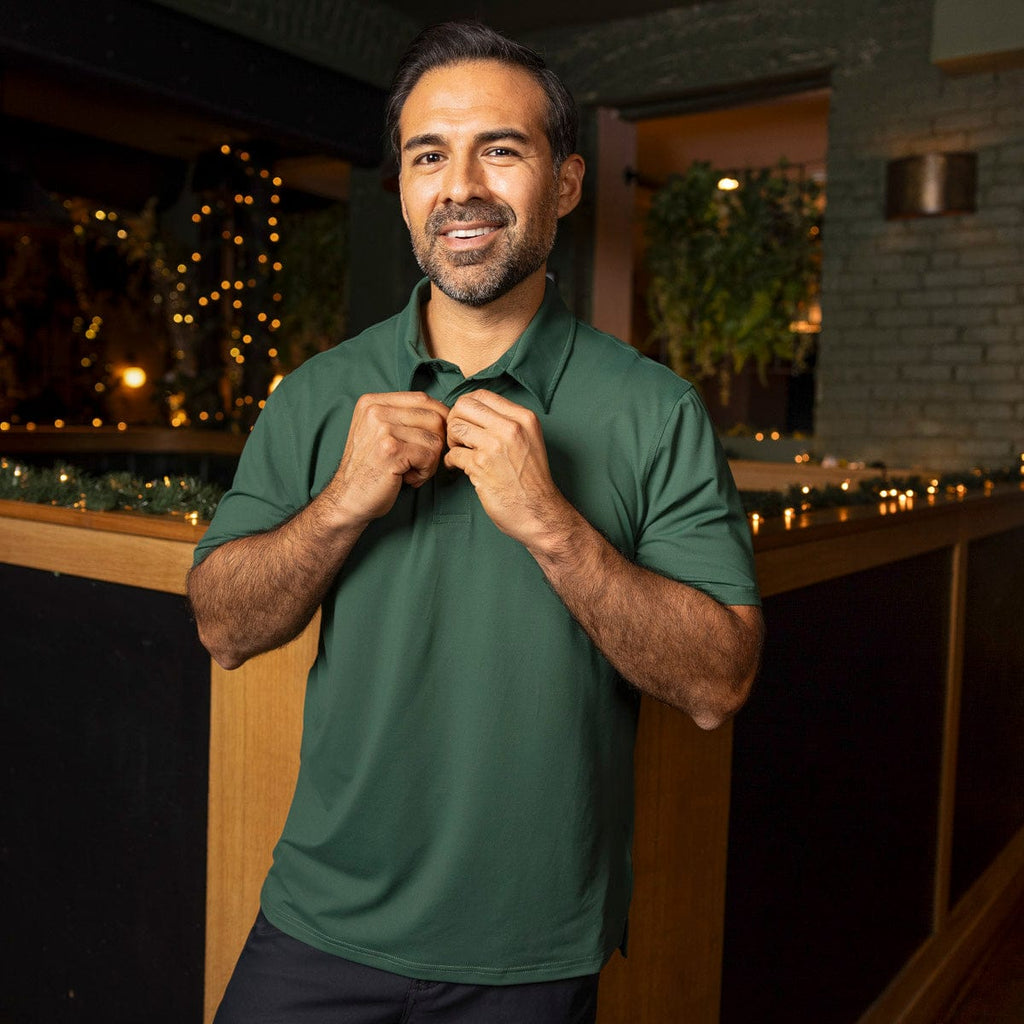 RSVLTS Smoke Pine Commuter Long Sleeve Polo in Green — detail 11