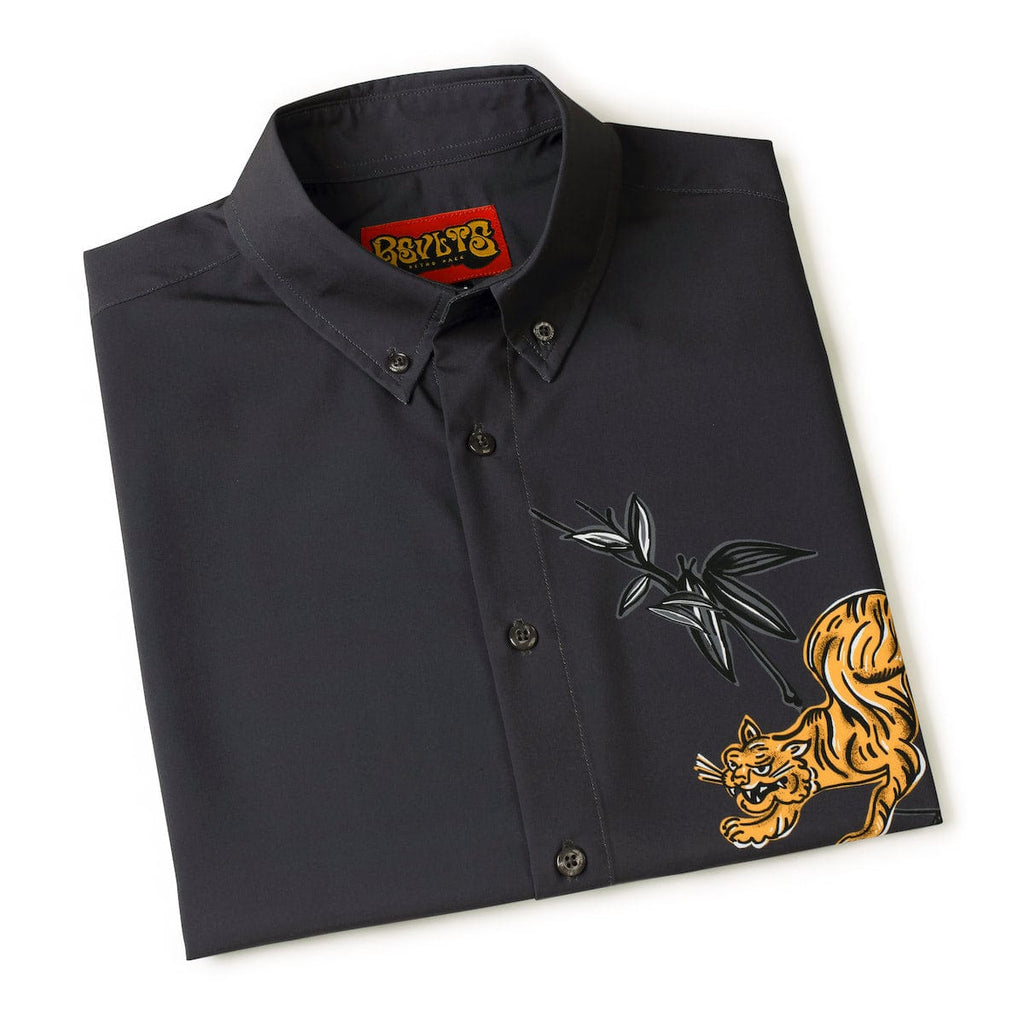 RSVLTS Night Moves KUNUFLEX Short Sleeve Shirt in Black — detail 8