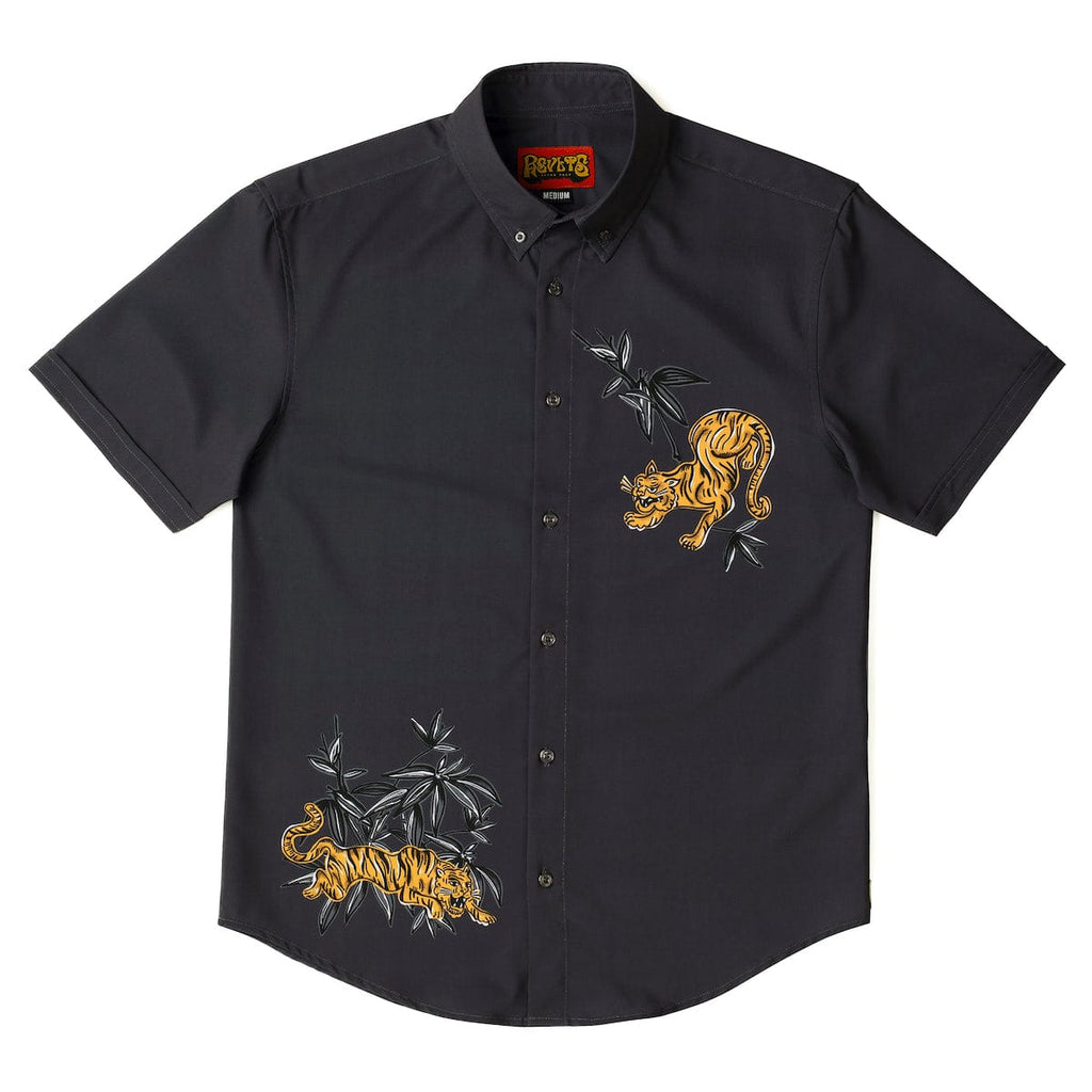 RSVLTS Night Moves KUNUFLEX Short Sleeve Shirt in Black — detail 3