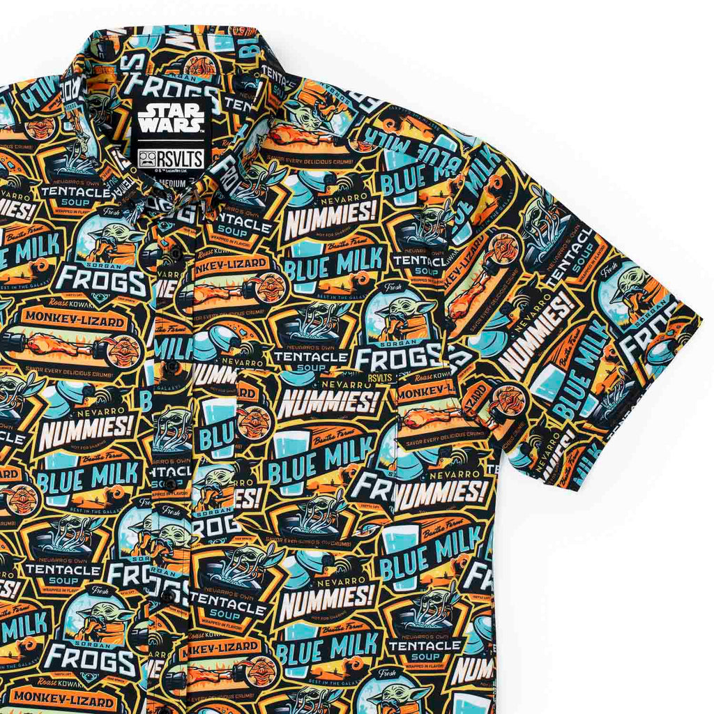 RSVLTS Mandolicious KUNUFLEX Short Sleeve Shirt in Black — front view