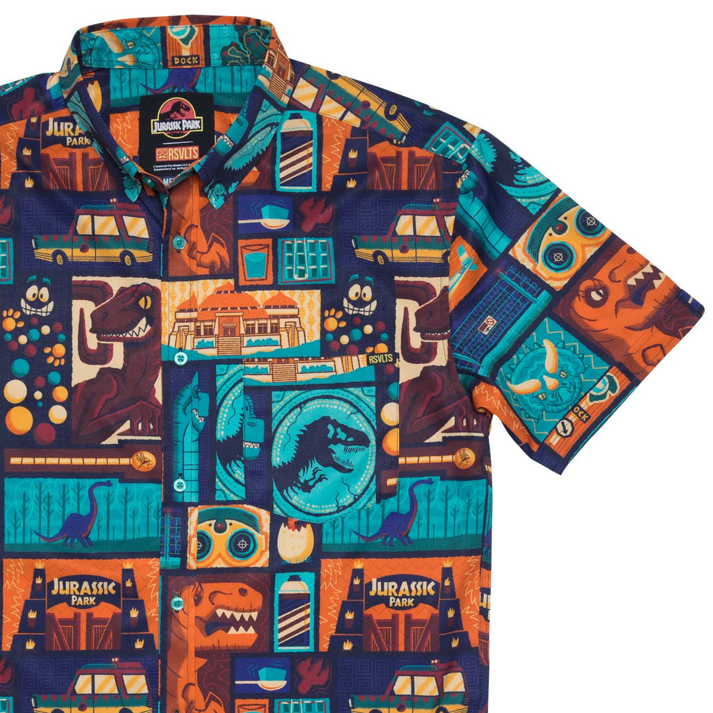 RSVLTS Tiki Finds A Way KUNUFLEX Short Sleeve Shirt in Multicolor — front view