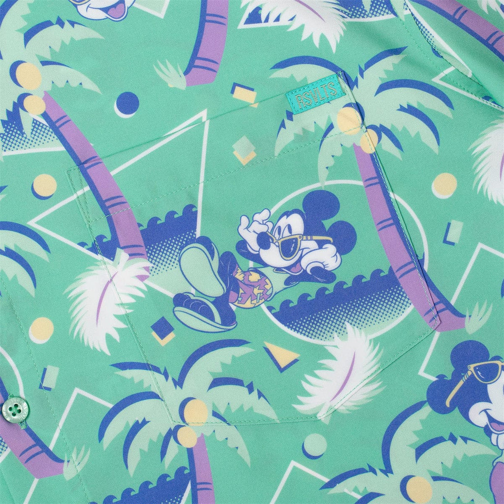 RSVLTS Cabana Mickey KUNUFLEX Short Sleeve Shirt in Green — detail 5