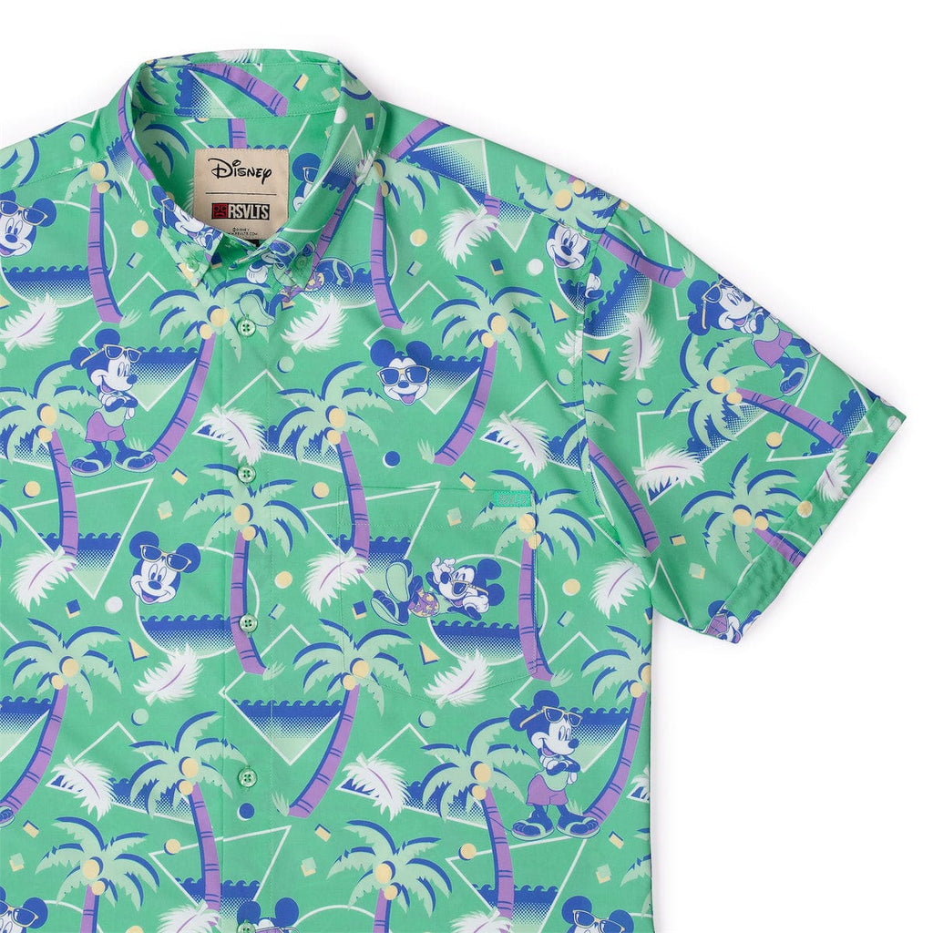 RSVLTS Cabana Mickey KUNUFLEX Short Sleeve Shirt in Green — front view