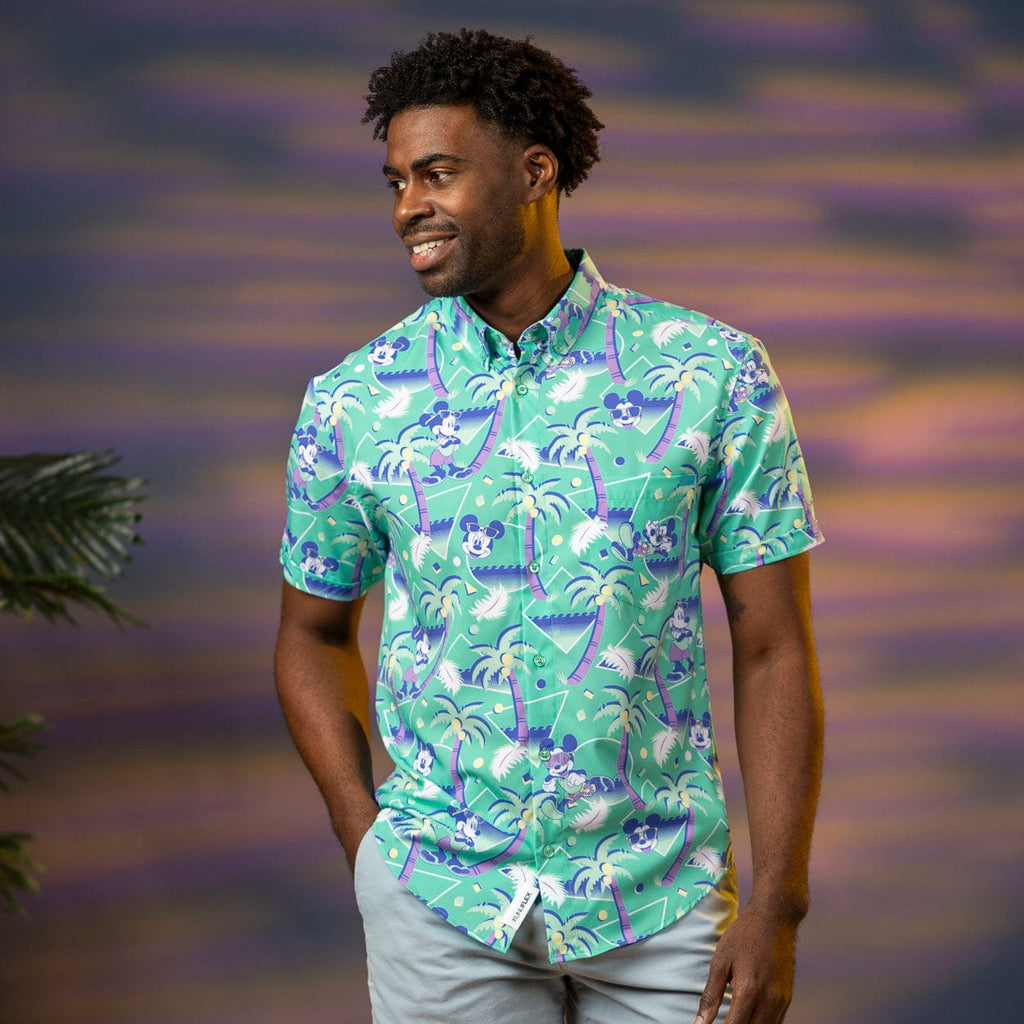 RSVLTS Cabana Mickey KUNUFLEX Short Sleeve Shirt in Green — detail 4
