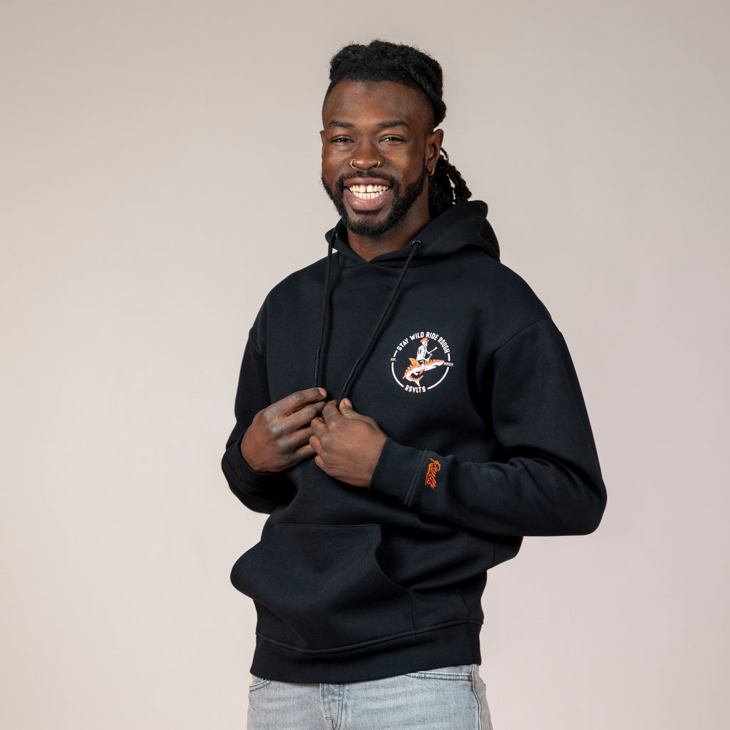 RSVLTS Stay Wild Tiger Shark Classic Hoodie in Black — front view