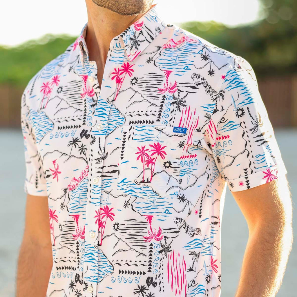 RSVLTS Soleil Beach (Day) KUNUFLEX Short Sleeve Shirt in Multicolor — detail 5