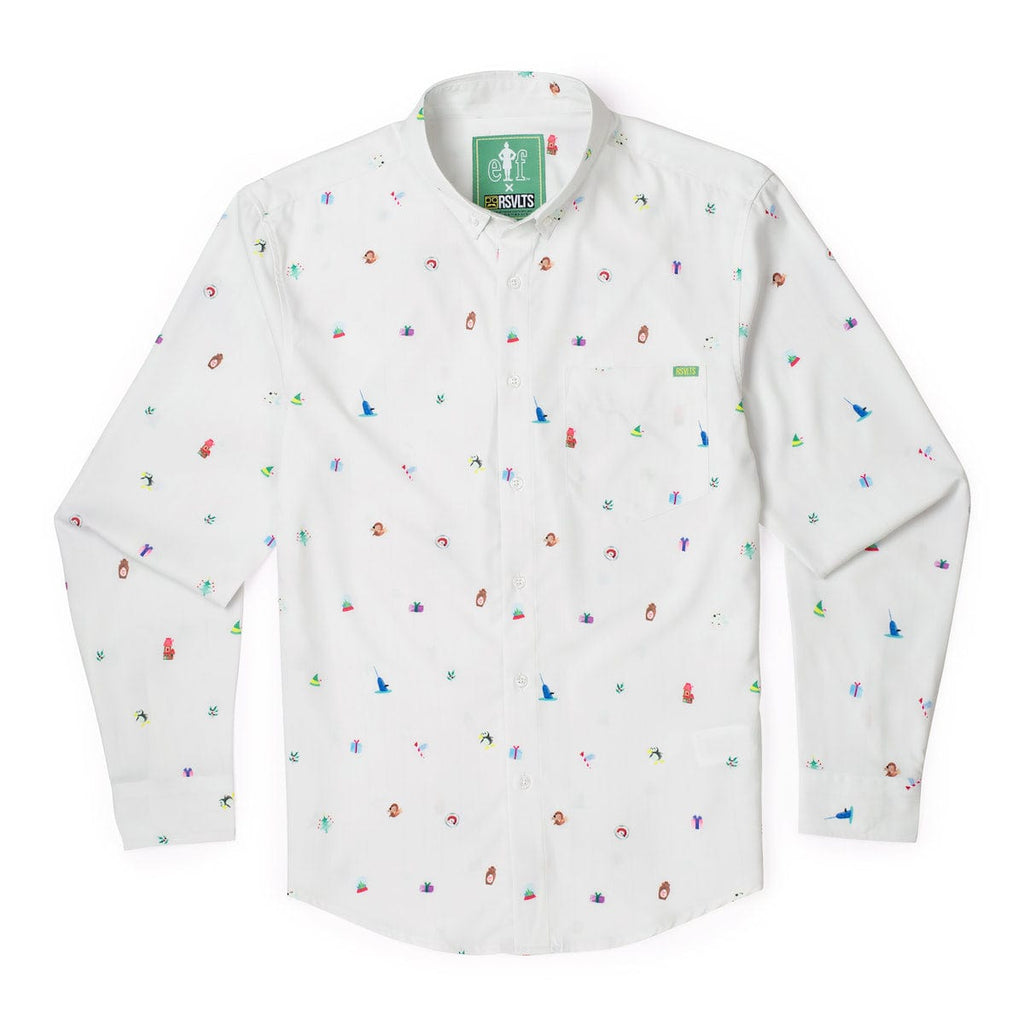 RSVLTS Buddy’s Favorite Things Long Sleeve Shirt in White — front view