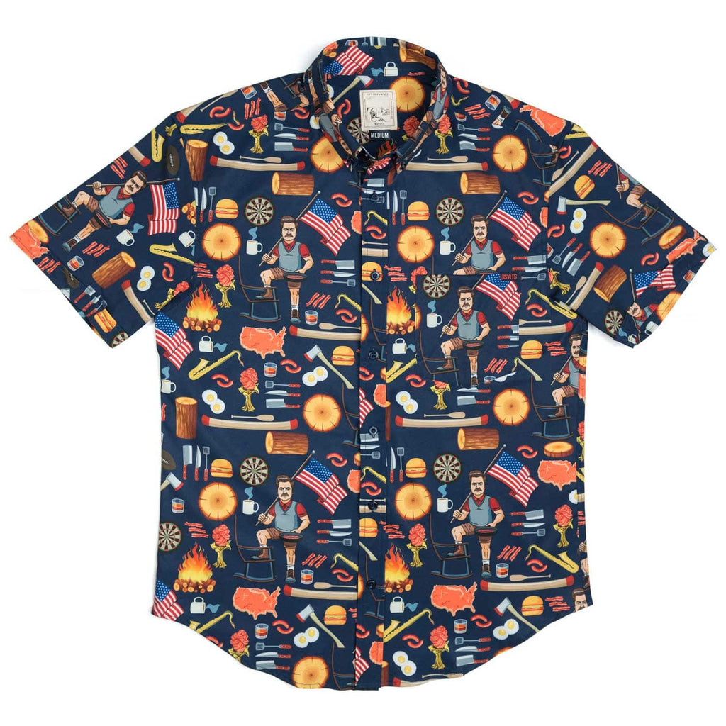 RSVLTS Ron Swanson's Shirt of Greatness KUNUFLEX Short Sleeve Shirt in Blue — detail 4