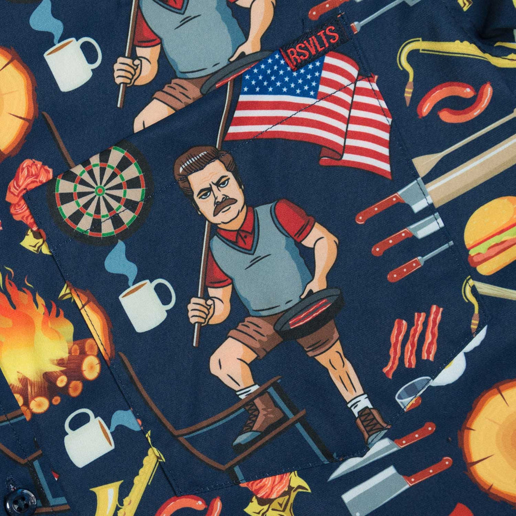 RSVLTS Ron Swanson's Shirt of Greatness KUNUFLEX Short Sleeve Shirt in Blue — detail 3