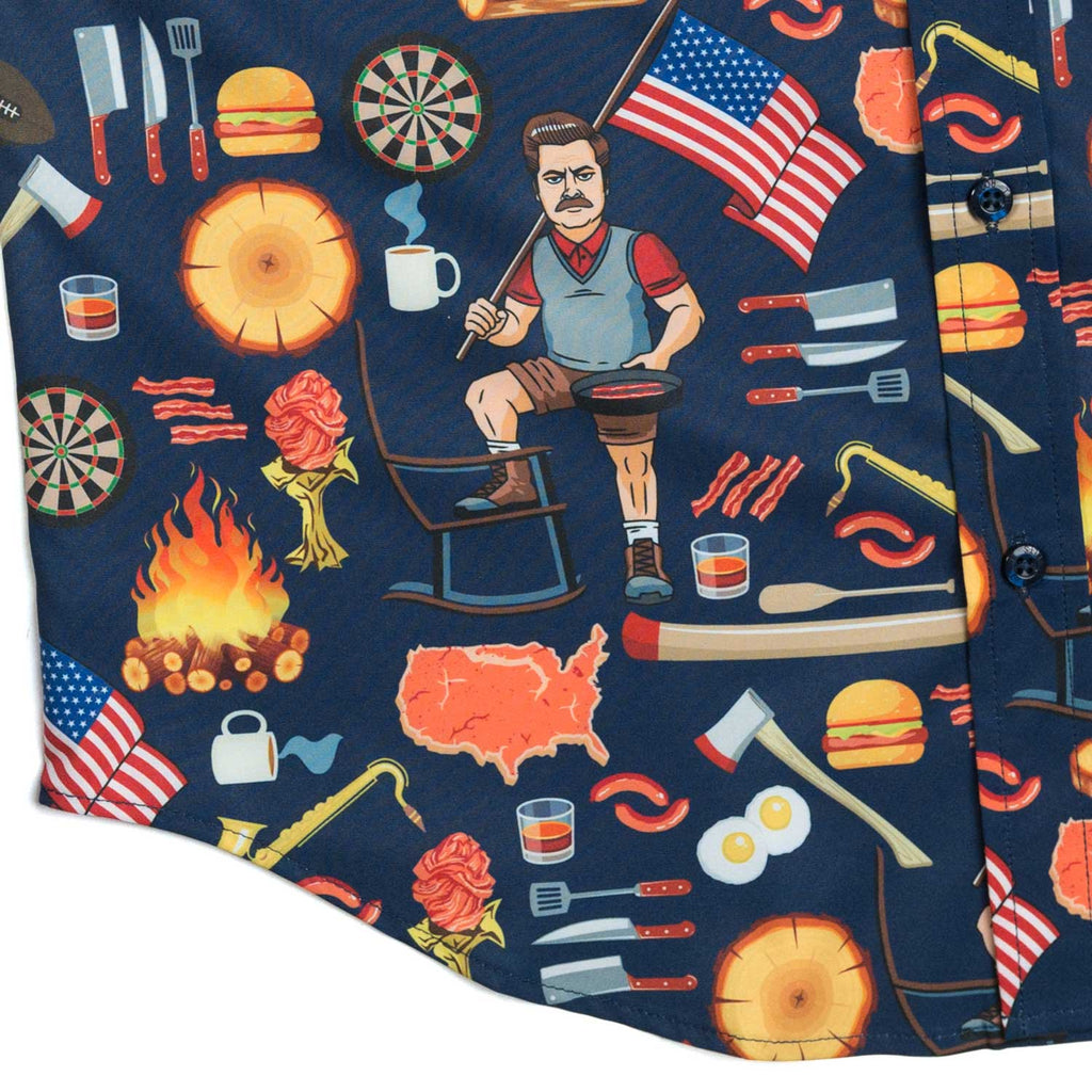 RSVLTS Ron Swanson's Shirt of Greatness KUNUFLEX Short Sleeve Shirt in Blue — detail 7