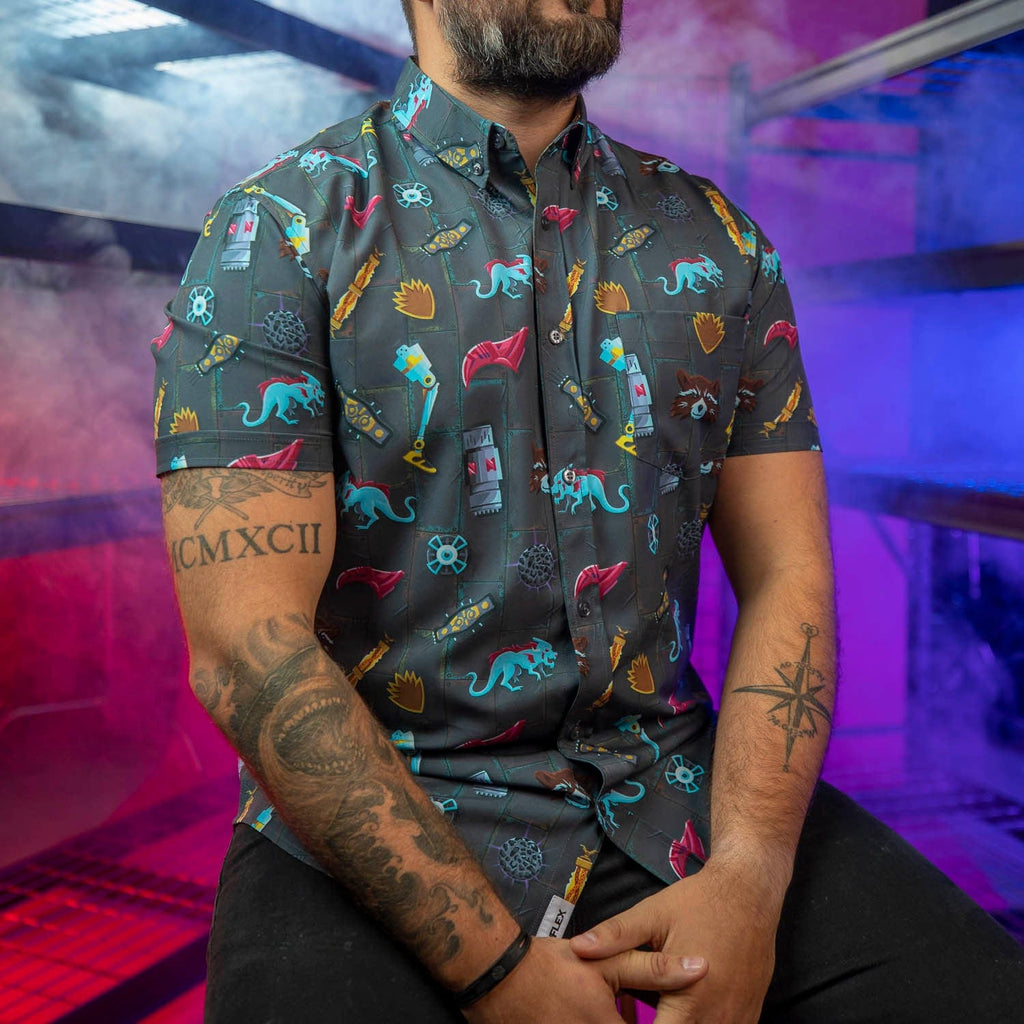 RSVLTS Jailbreak KUNUFLEX Short Sleeve Shirt in Green — detail 9