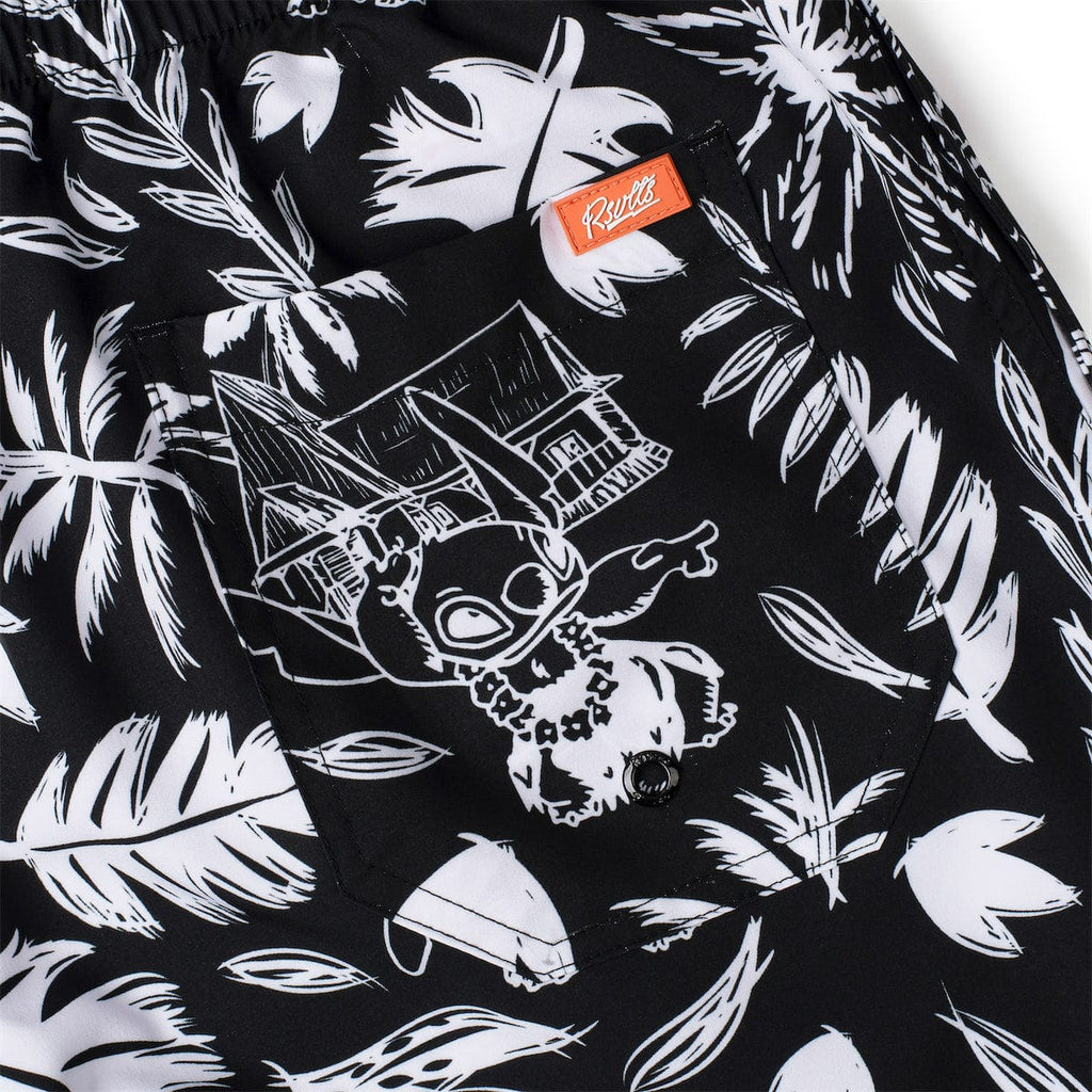 RSVLTS Hawaiian Hijinks Hybrid Shorts in Black — detail 3