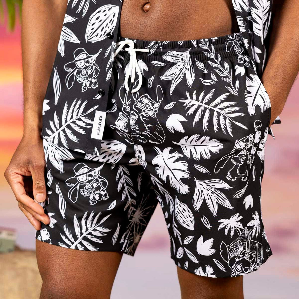 RSVLTS Hawaiian Hijinks Hybrid Shorts in Black — detail 2