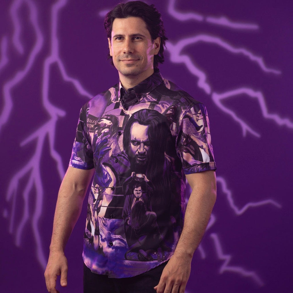 RSVLTS Boiler Room Brawl KUNUFLEX Short Sleeve Shirt in Purple — detail 4