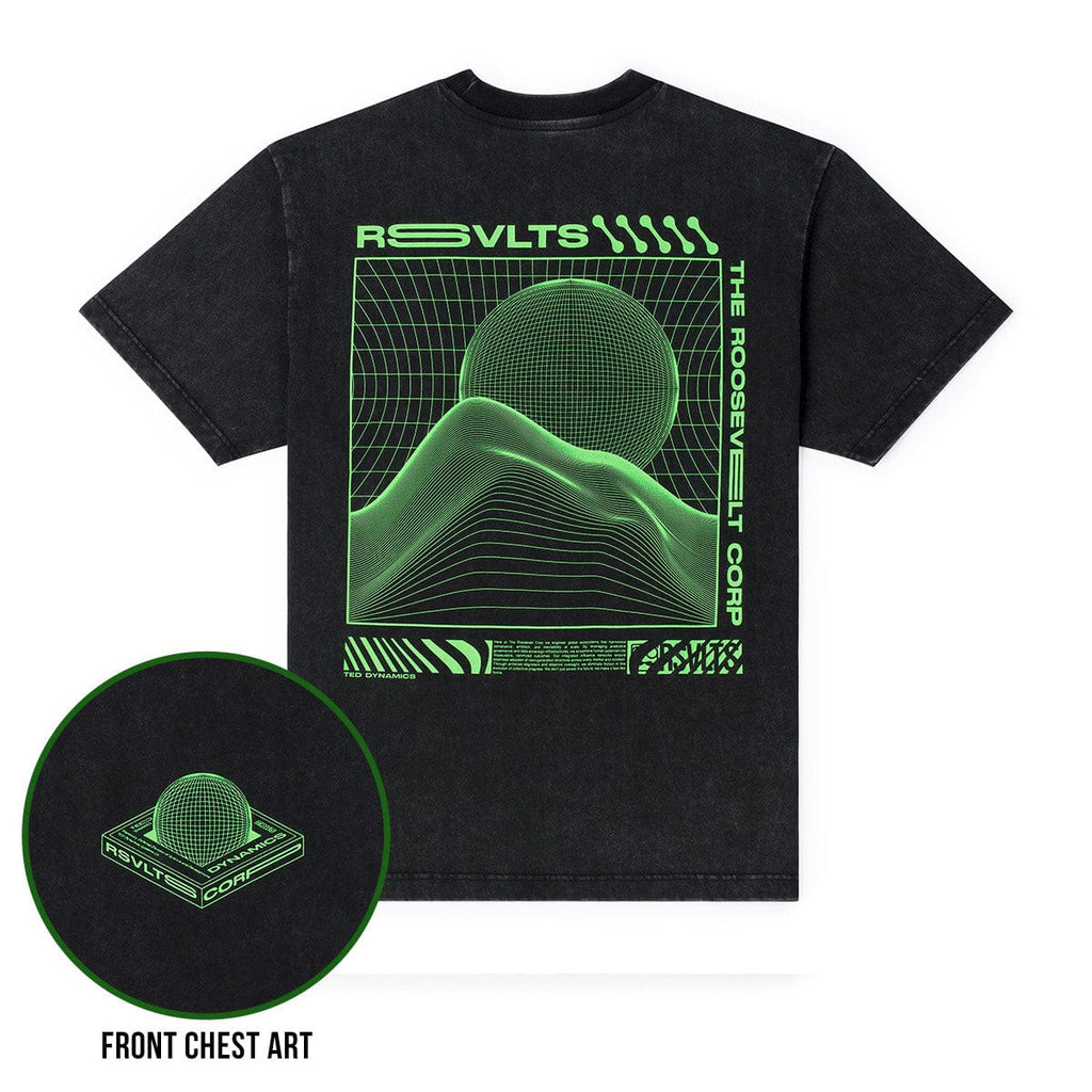 RSVLTS Crash the System Vintage Crewneck Tee in Black — front view