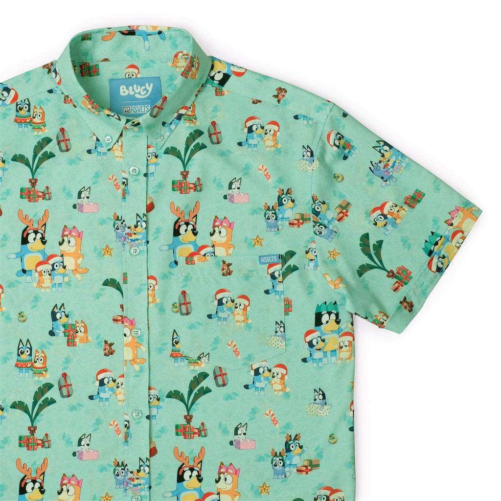 RSVLTS Heeler Holiday KUNUFLEX Short Sleeve Shirt in Green — front view