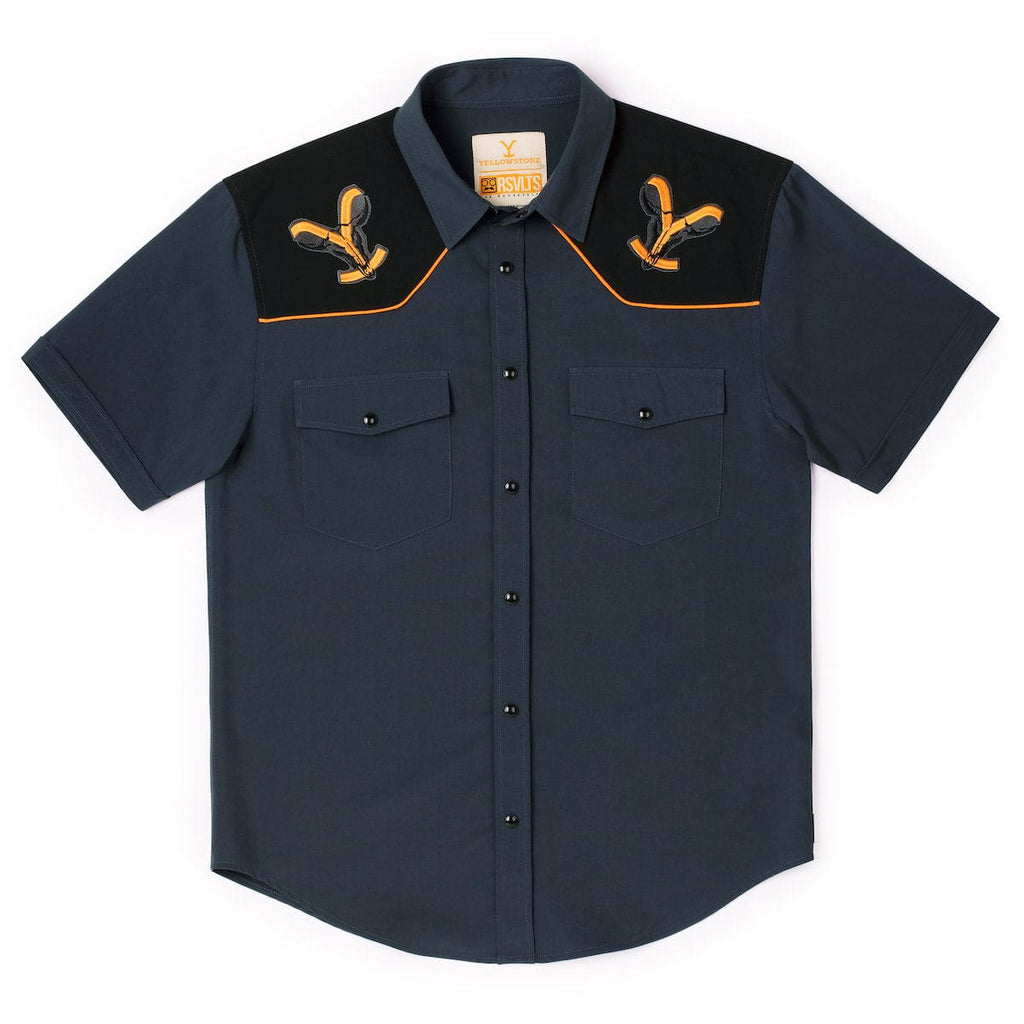 RSVLTS EST. 1886 Roper Short Sleeve Shirt in Black — front view