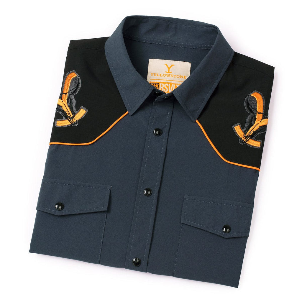 RSVLTS EST. 1886 Roper Short Sleeve Shirt in Black — detail 11