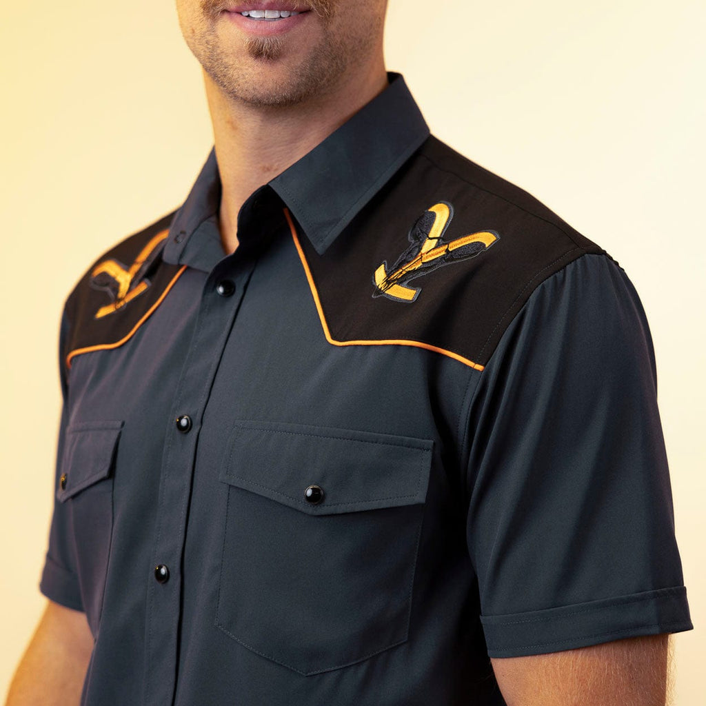 RSVLTS EST. 1886 Roper Short Sleeve Shirt in Black — detail 8
