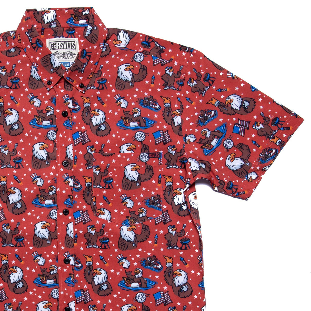 RSVLTS Grills Chills & Bills KUNUFLEX Short Sleeve Shirt in Red — detail 4