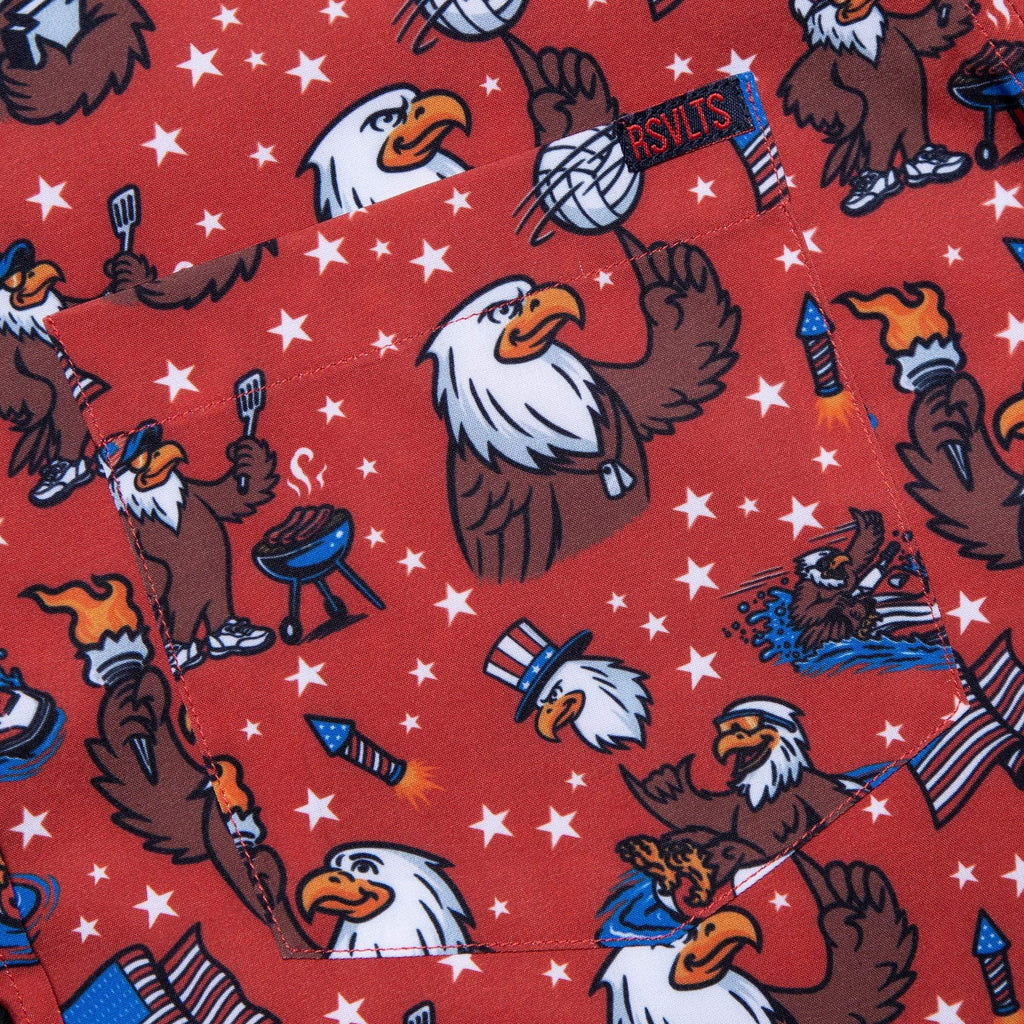 RSVLTS Grills Chills & Bills KUNUFLEX Short Sleeve Shirt in Red — detail 7