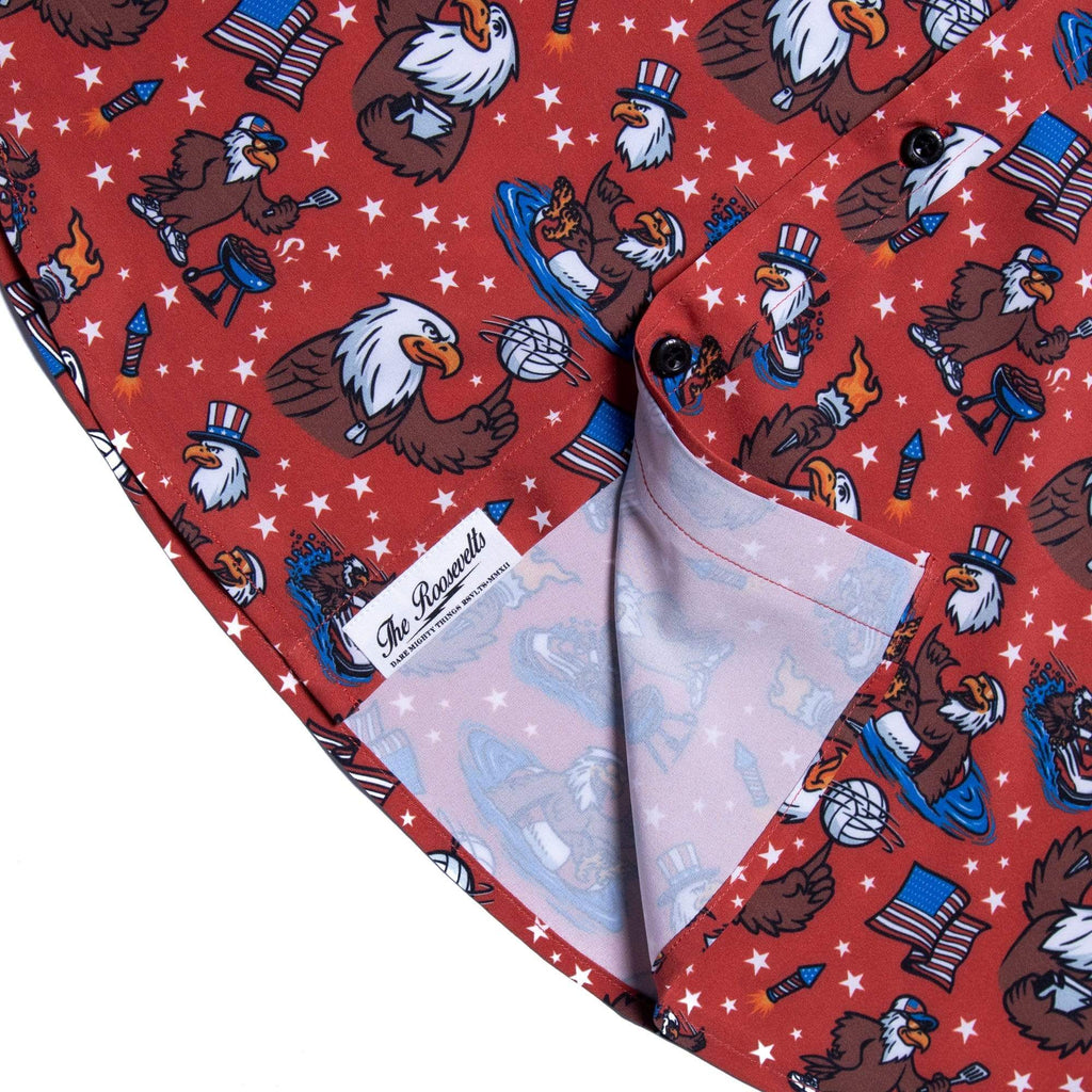 RSVLTS Grills Chills & Bills KUNUFLEX Short Sleeve Shirt in Red — detail 8