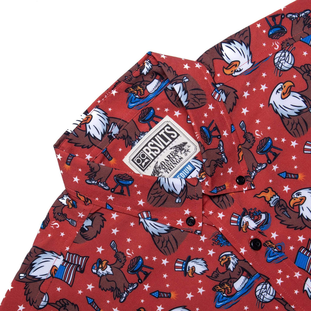 RSVLTS Grills Chills & Bills KUNUFLEX Short Sleeve Shirt in Red — detail 6