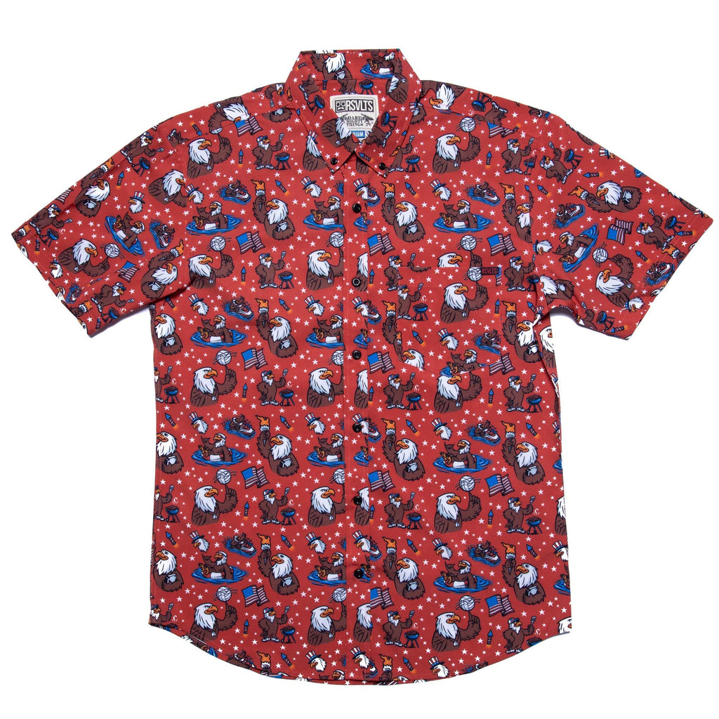 RSVLTS Grills Chills & Bills KUNUFLEX Short Sleeve Shirt in Red — detail 5