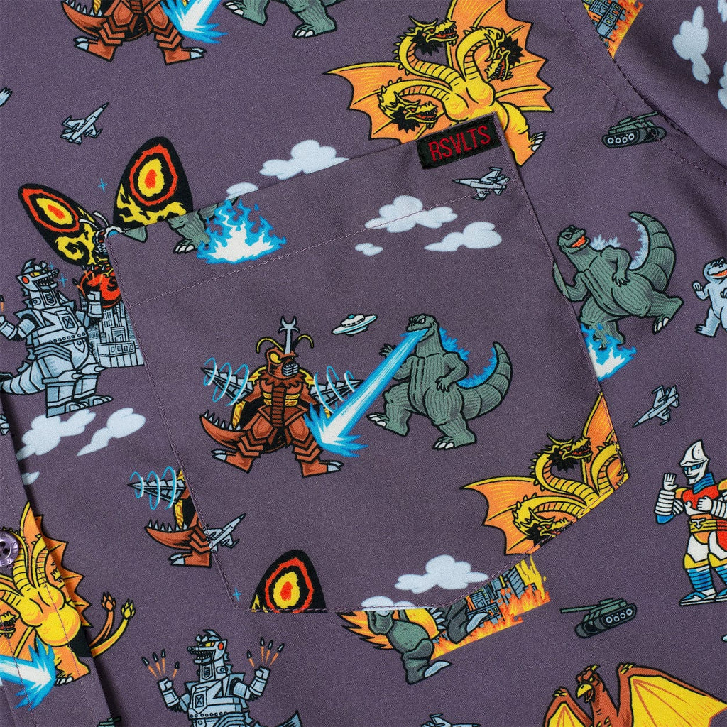 RSVLTS Kaiju Chaos KUNUFLEX Short Sleeve Shirt in Purple — detail 7
