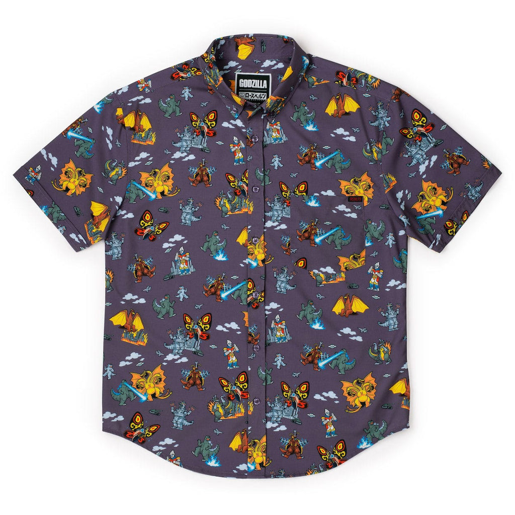 RSVLTS Kaiju Chaos KUNUFLEX Short Sleeve Shirt in Purple — detail 3