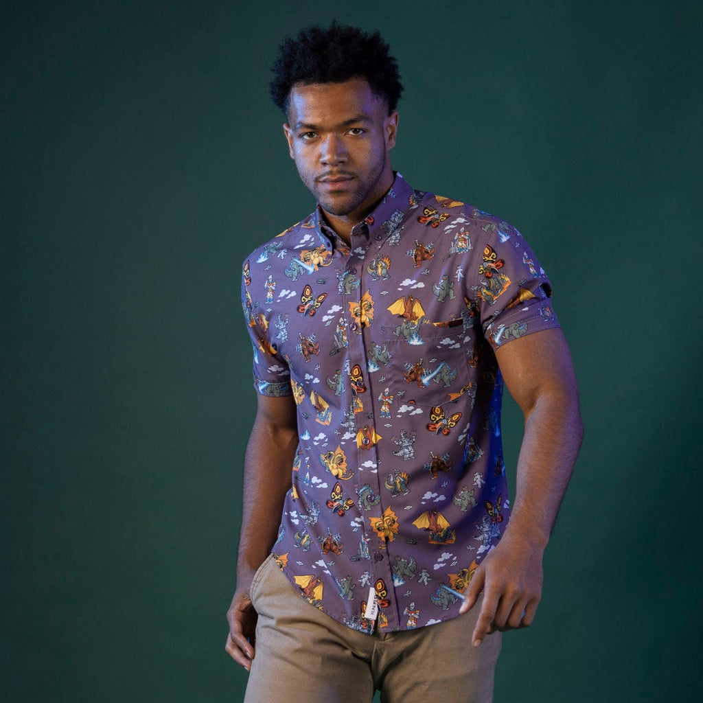 RSVLTS Kaiju Chaos KUNUFLEX Short Sleeve Shirt in Purple — detail 2