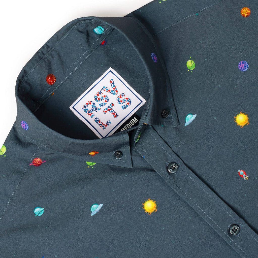 RSVLTS Intergalactic Planetarium KUNUFLEX Short Sleeve Shirt in Blue — detail 4