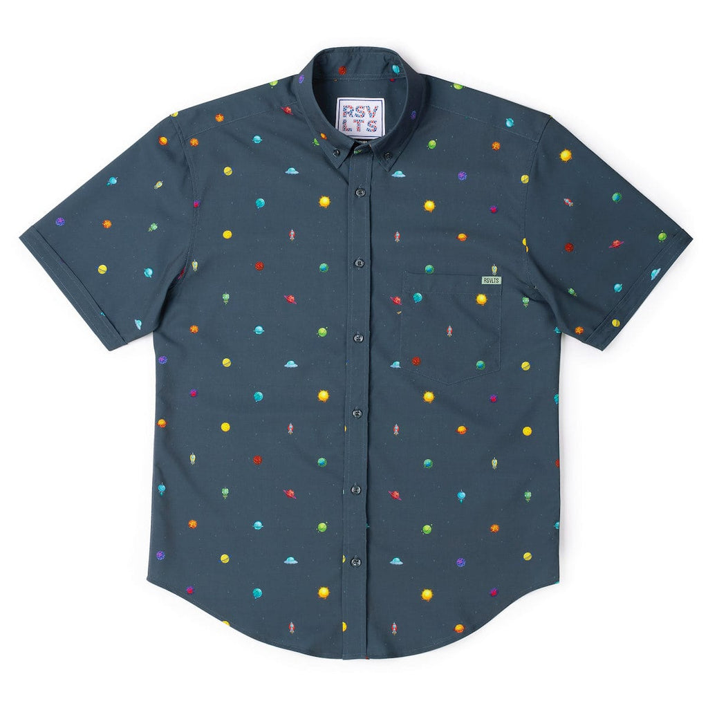 RSVLTS Intergalactic Planetarium KUNUFLEX Short Sleeve Shirt in Blue — detail 3