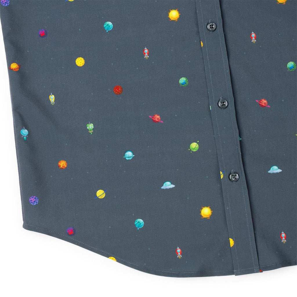 RSVLTS Intergalactic Planetarium KUNUFLEX Short Sleeve Shirt in Blue — detail 5