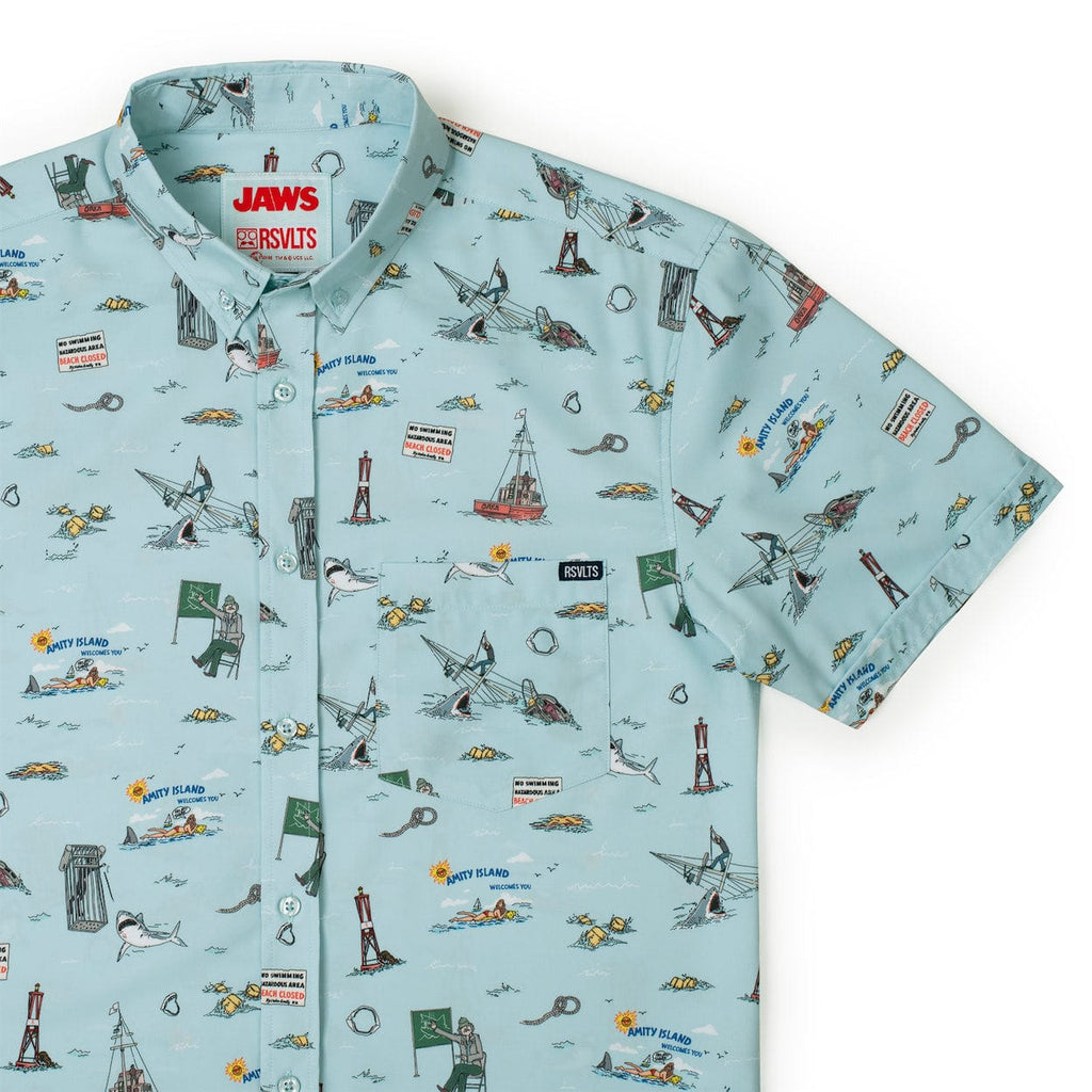 RSVLTS Amity Calamity KUNUFLEX Short Sleeve Shirt in Green — front view